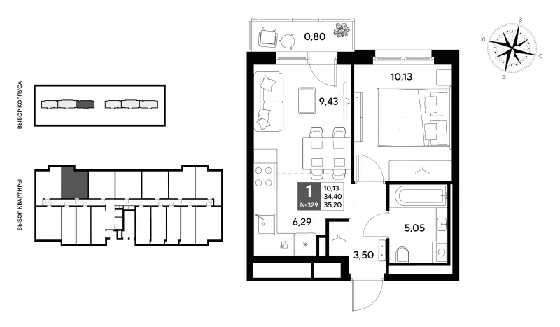 1-комн. 35.2 м²