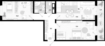 65,6 м² — планировка