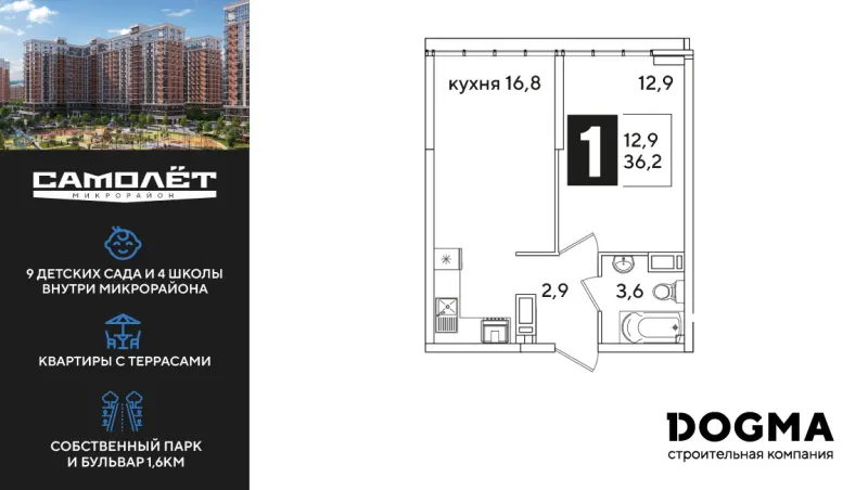 1-комн. 36.2 м²