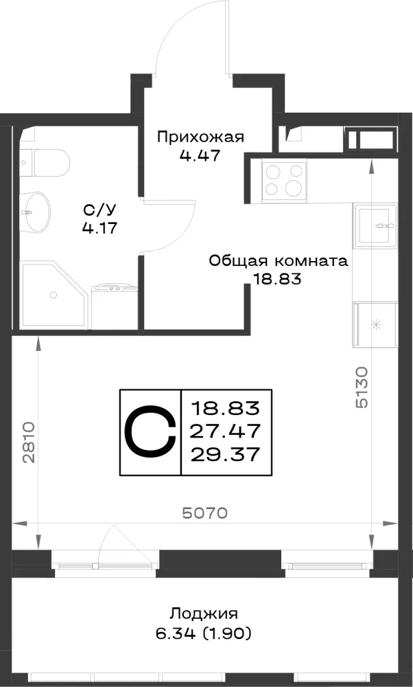 1-комн. 29.4 м²