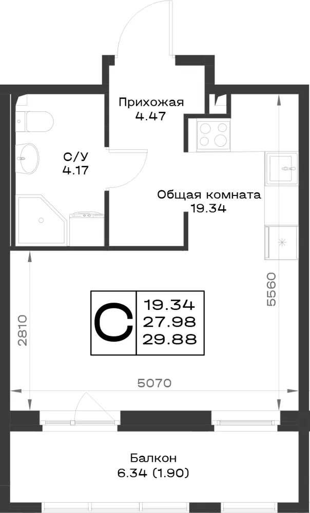 1-комн. 29.9 м²