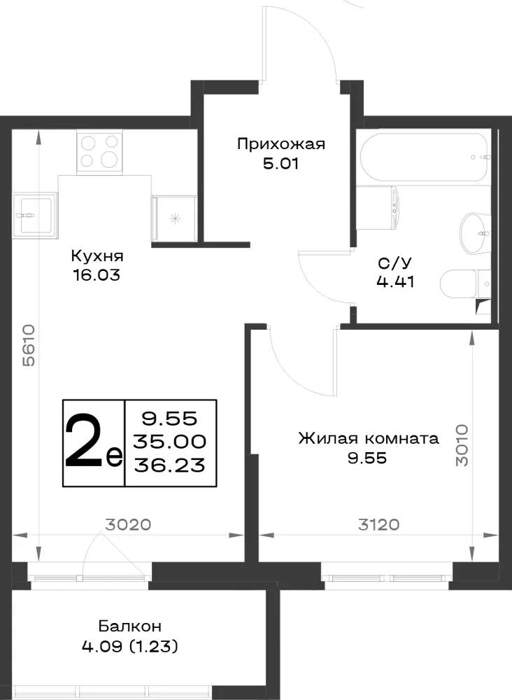1-комн. 36.2 м²