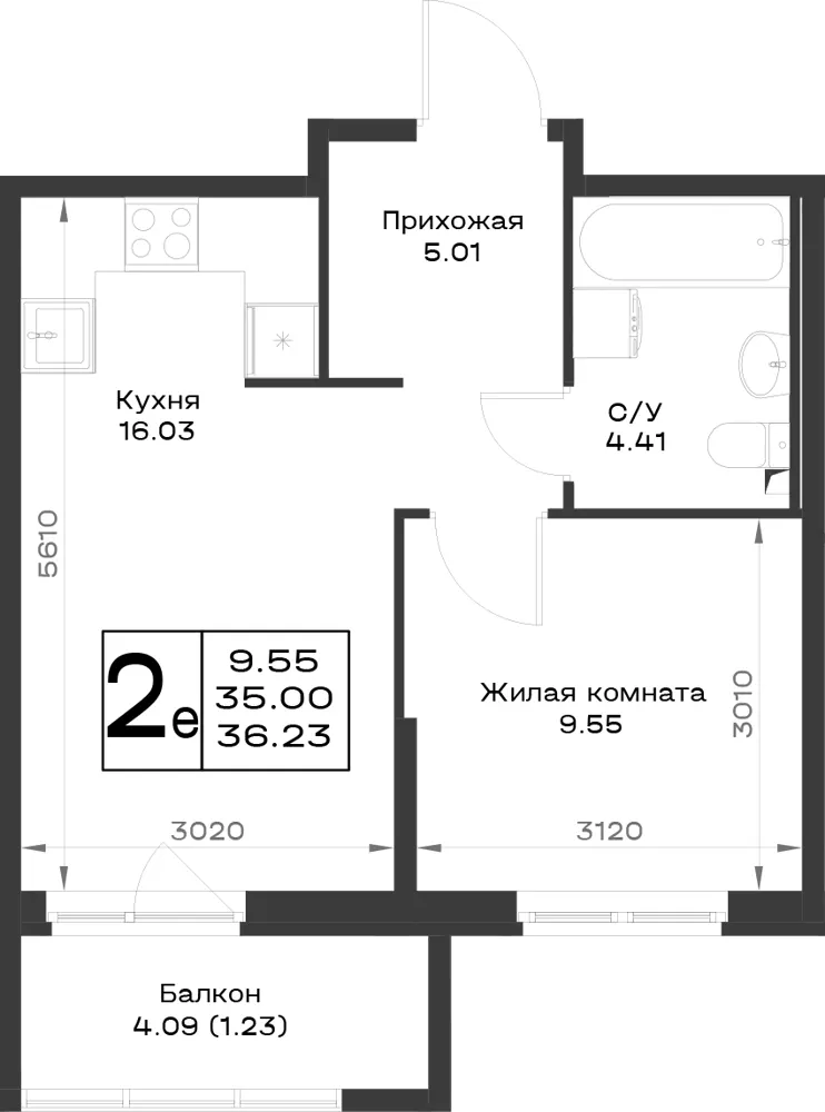 1-комн. 36.2 м²