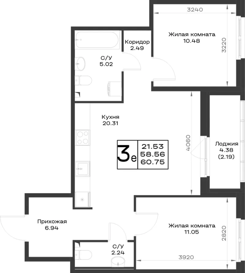 2-комн. 59.7 м²