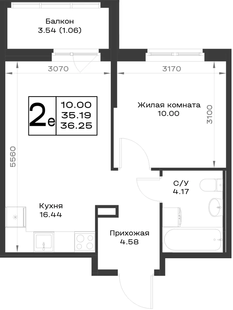 1-комн. 36.3 м²