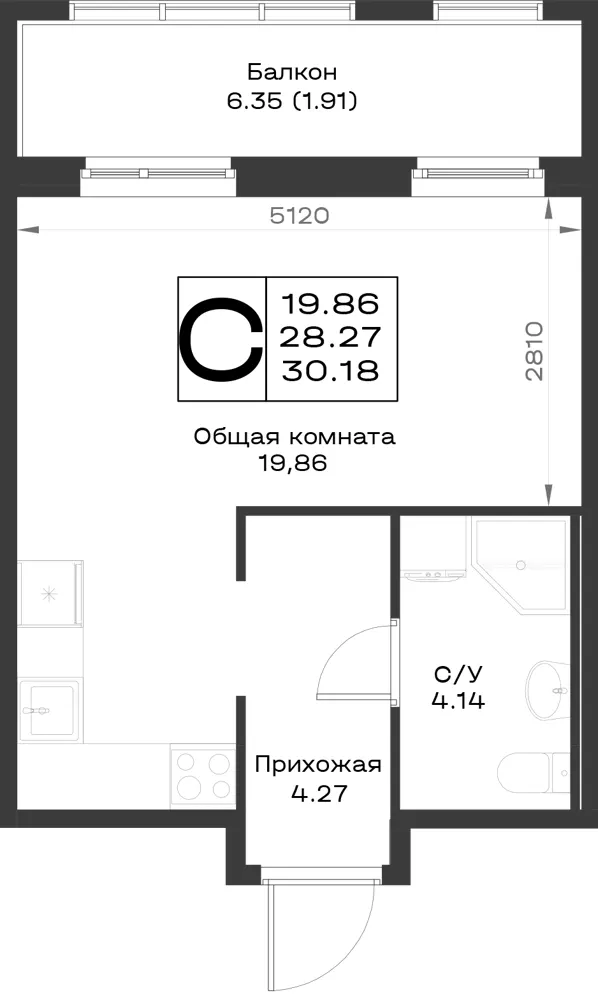 1-комн. 30.2 м²