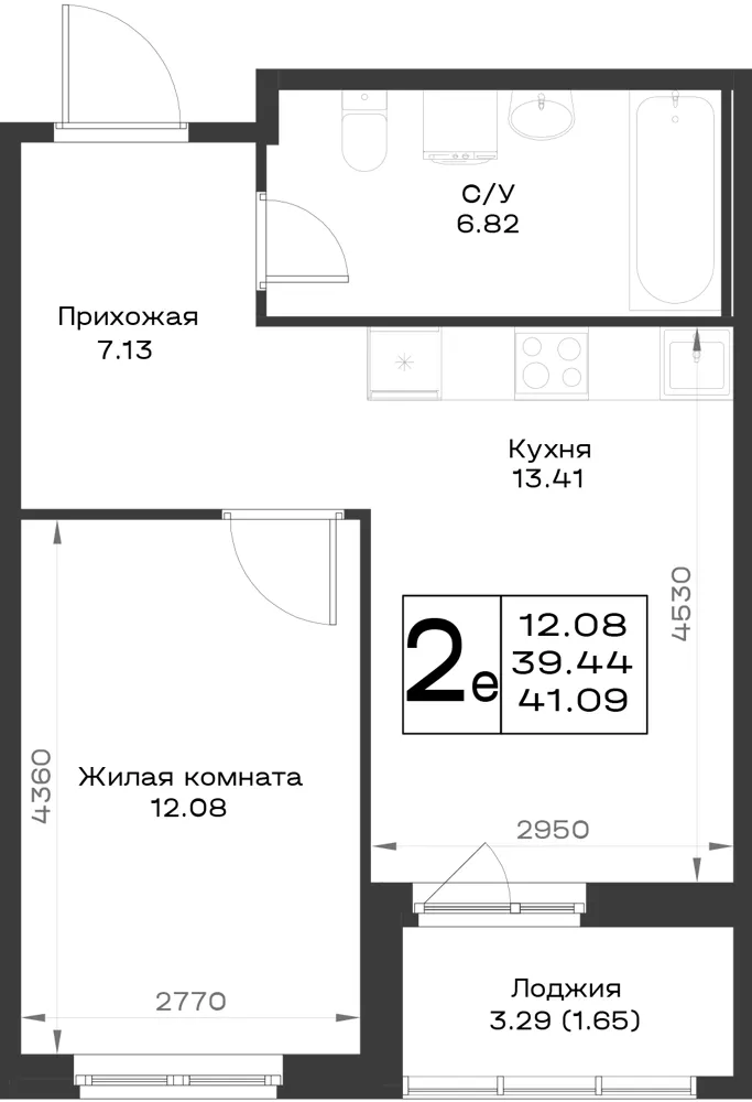 1-комн. 40.1 м²