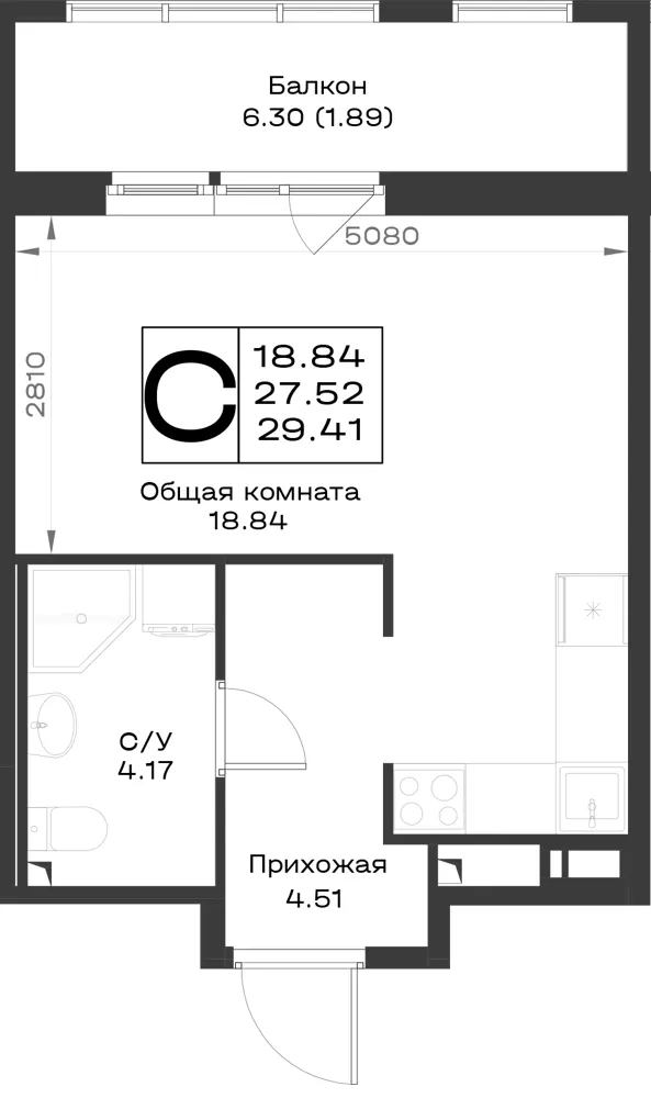 1-комн. 29.4 м²