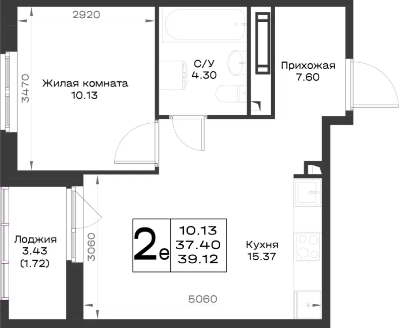 1-комн. 40.1 м²