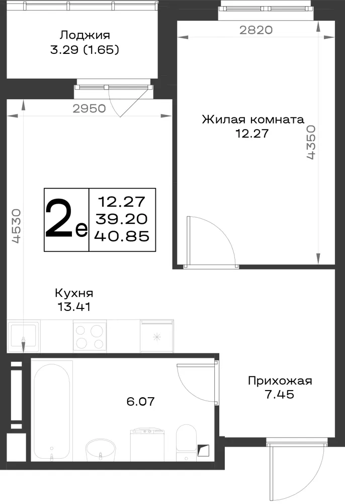 1-комн. 39.9 м²