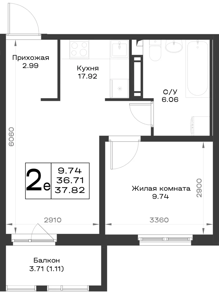 1-комн. 37.8 м²