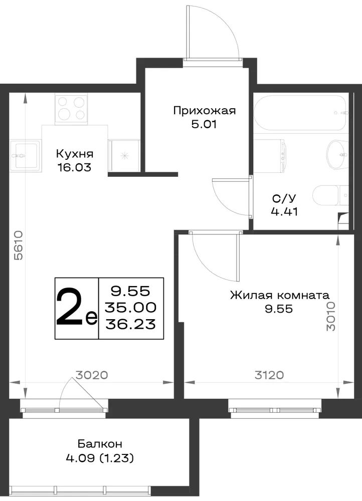 1-комн. 36.2 м²