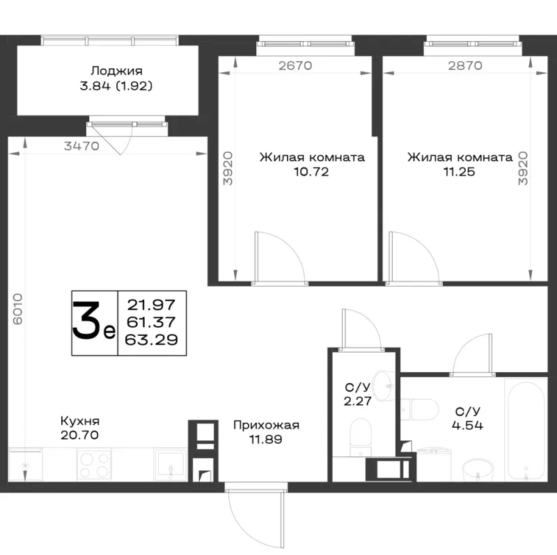 2-комн. 62.2 м²