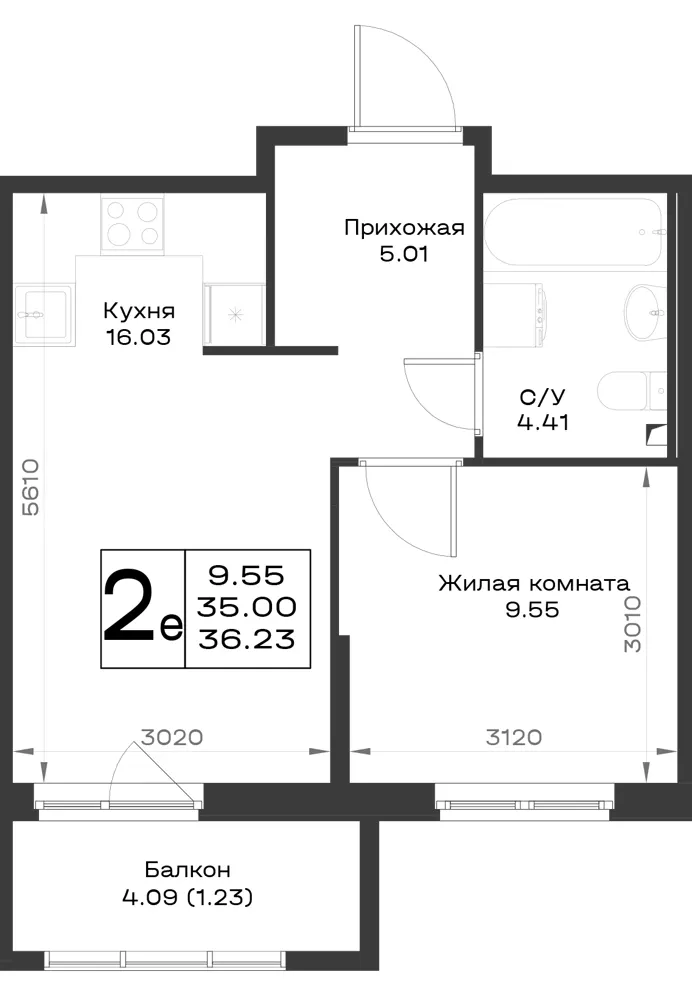 1-комн. 36.2 м²