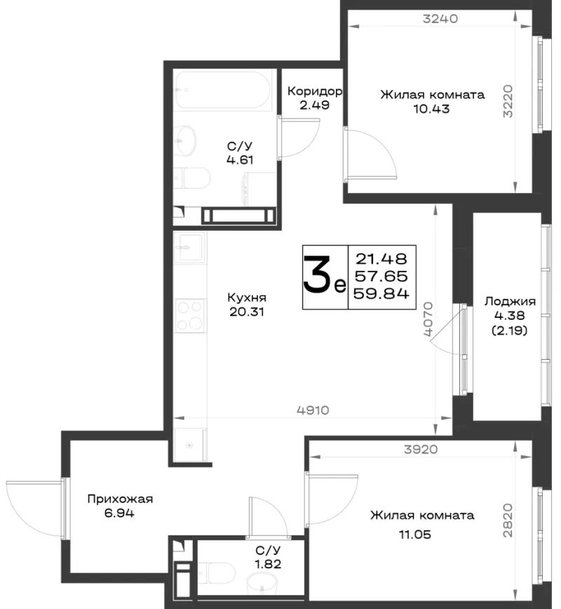 2-комн. 58.8 м²