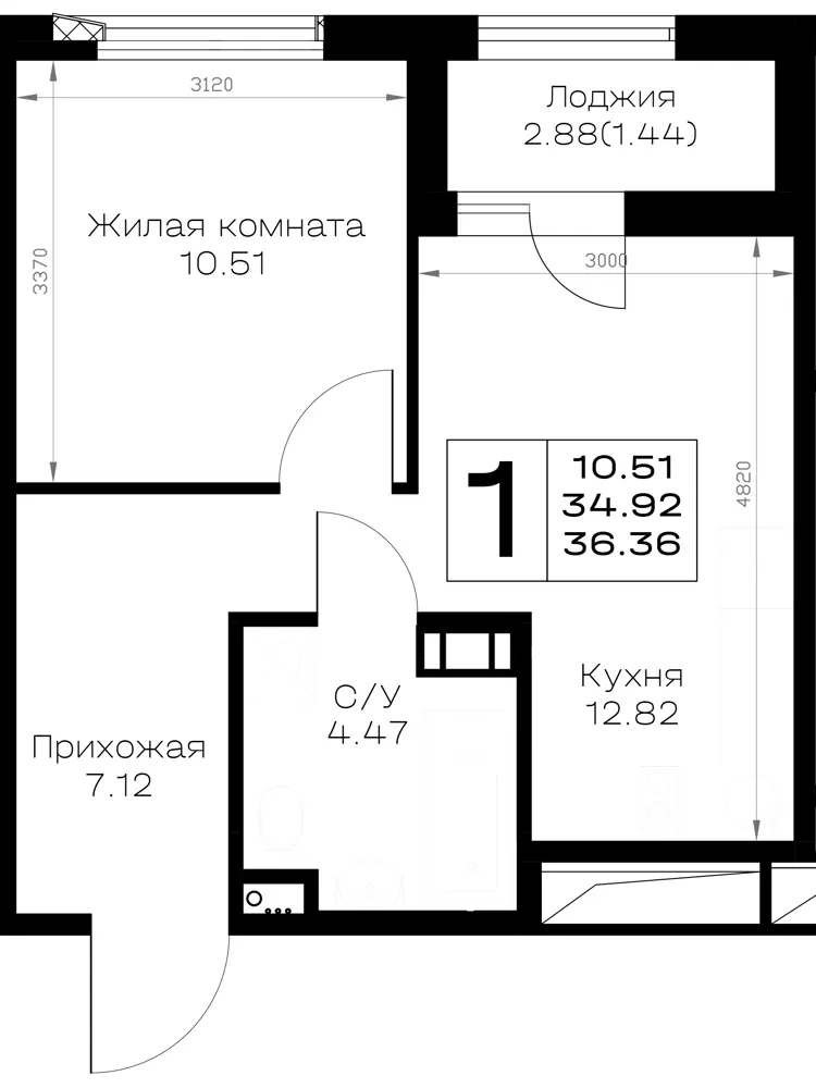 1-комн. 36.4 м²