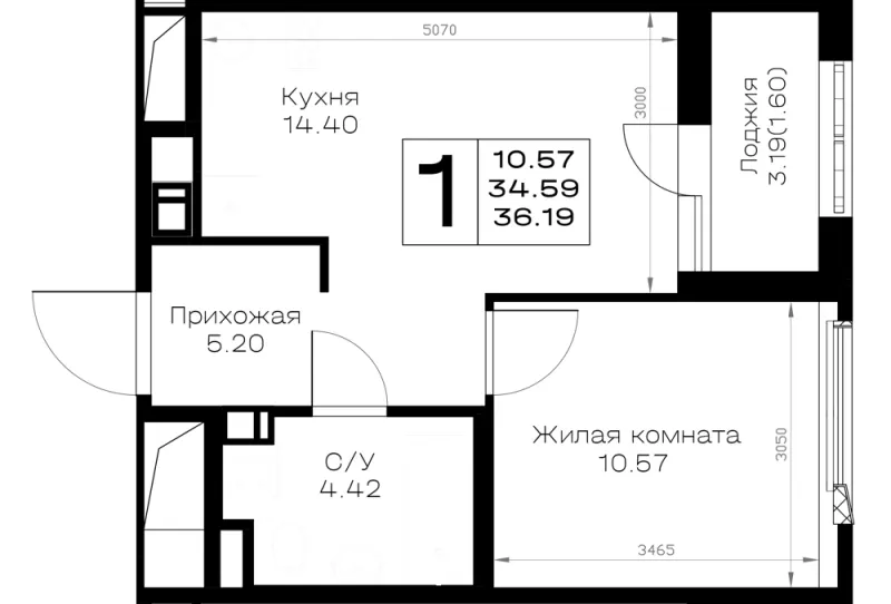 1-комн. 36.2 м²