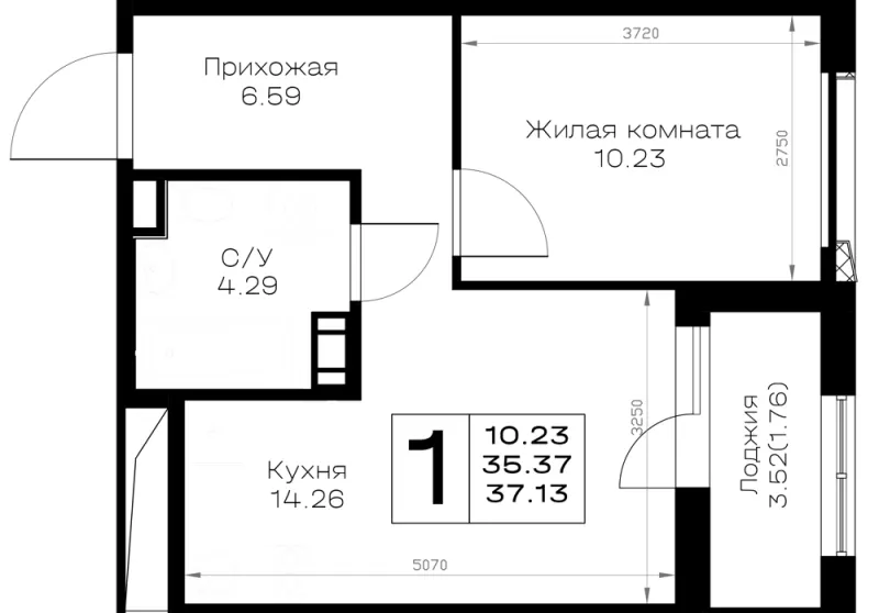 1-комн. 37.1 м²