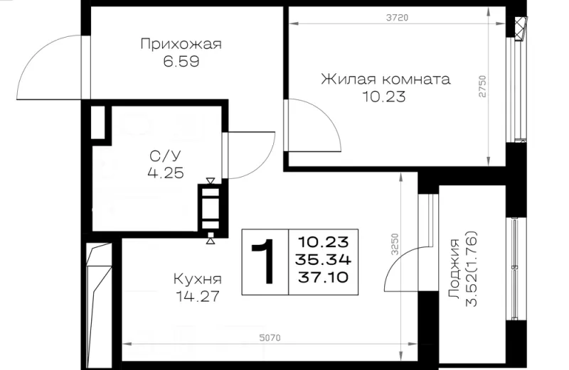 1-комн. 37.1 м²