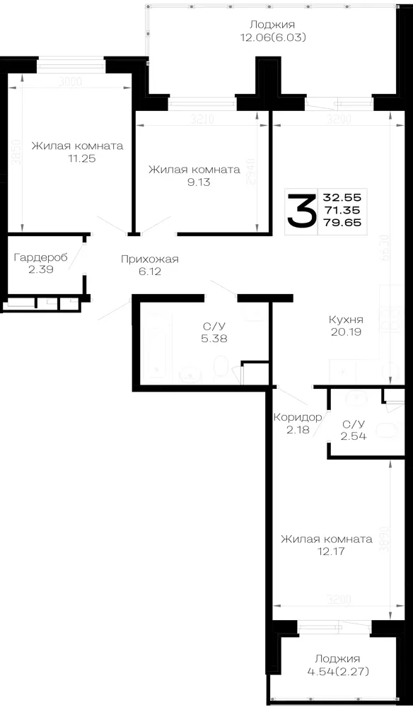 3-комн. 79.7 м²
