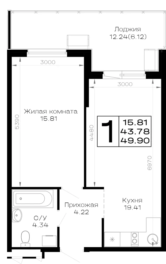 1-комн. 49.9 м²