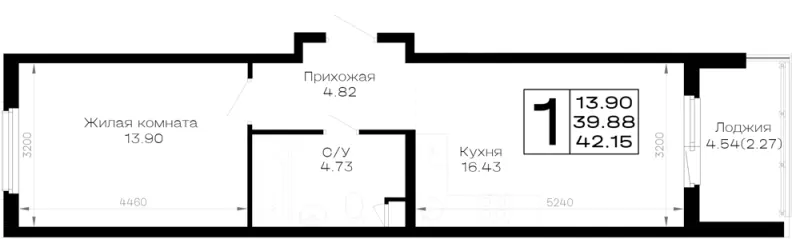 1-комн. 42.2 м²