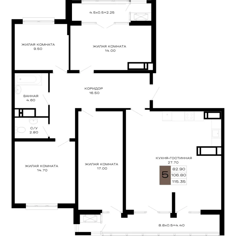 5-комн. 115.4 м²