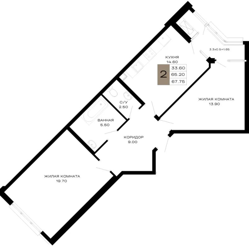 2-комн. 67.8 м²