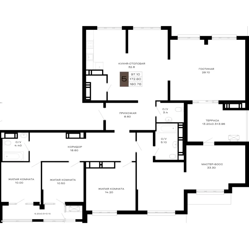 5-комн. 180.8 м²