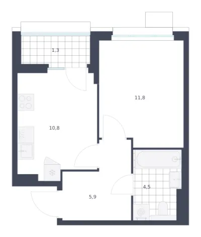 34,3 м² — планировка