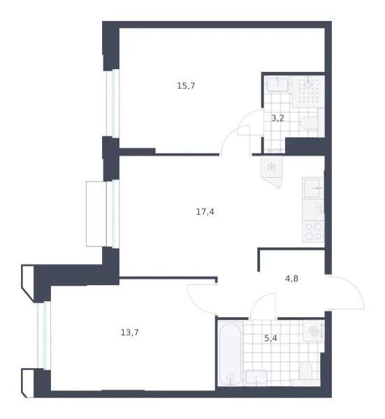 2-комн. 60.2 м²