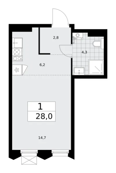 28 м² — планировка