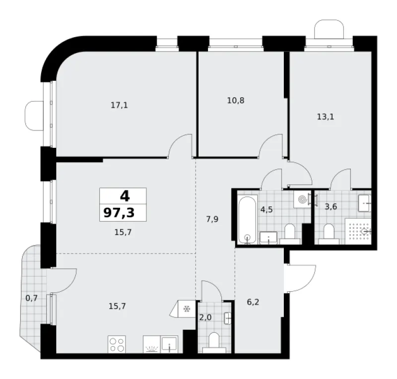4-комн. 97.3 м²