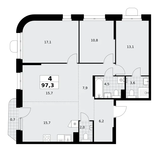 4-комн. 97,3 м²