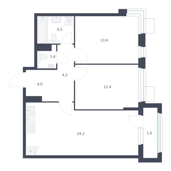 2-комн. 65.3 м²