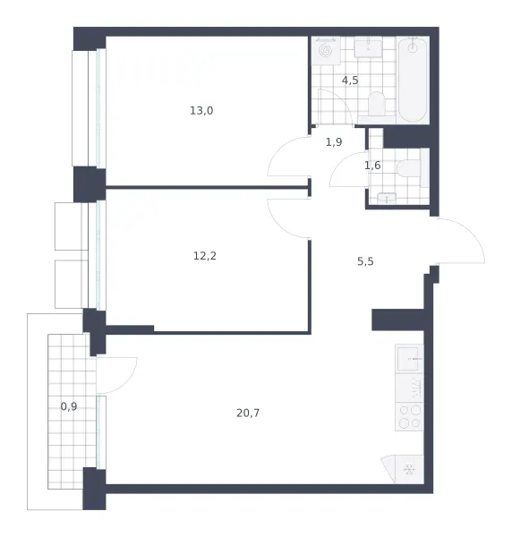 2-комн. 60.3 м²