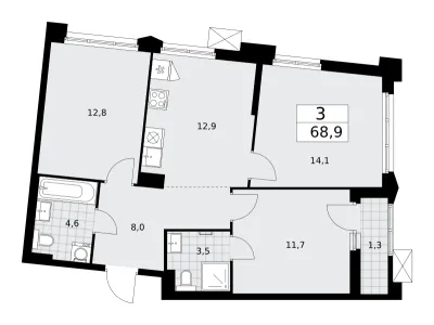 68,9 м² — планировка