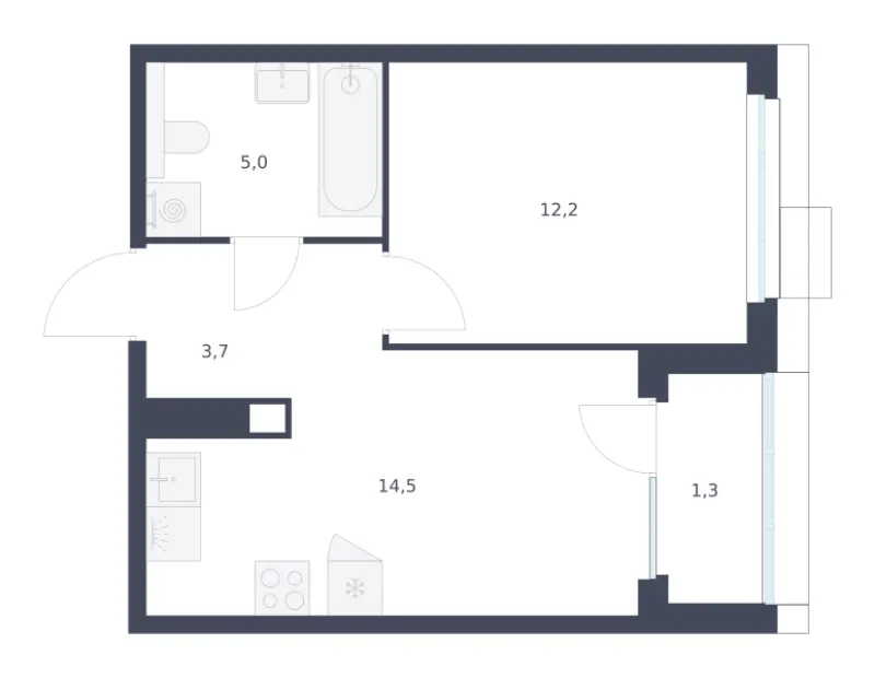 1-комн. 36.7 м²