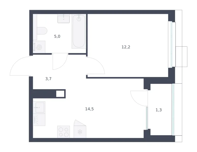 1-комн. 36,7 м²