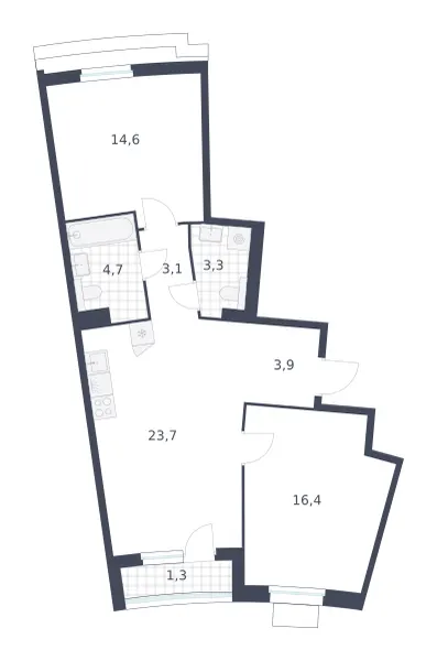 2-комн. 71 м²