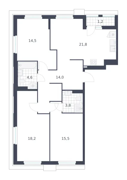 3-комн. 93.6 м²