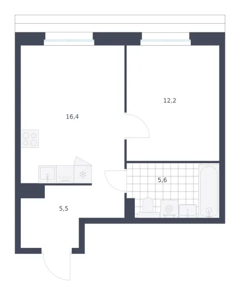 1-комн. 39.7 м²