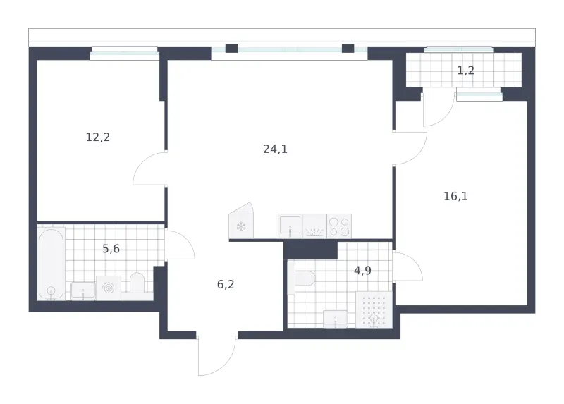 2-комн. 70.3 м²