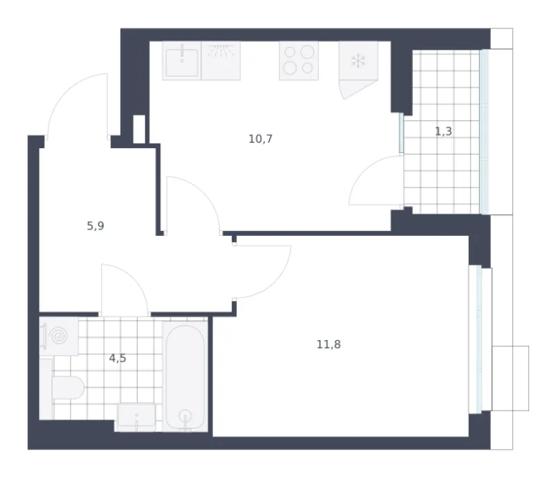 1-комн. 34.2 м²