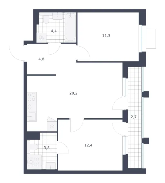 2-комн. 59.6 м²