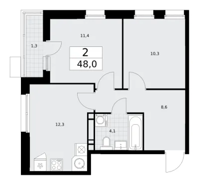 48 м² — планировка