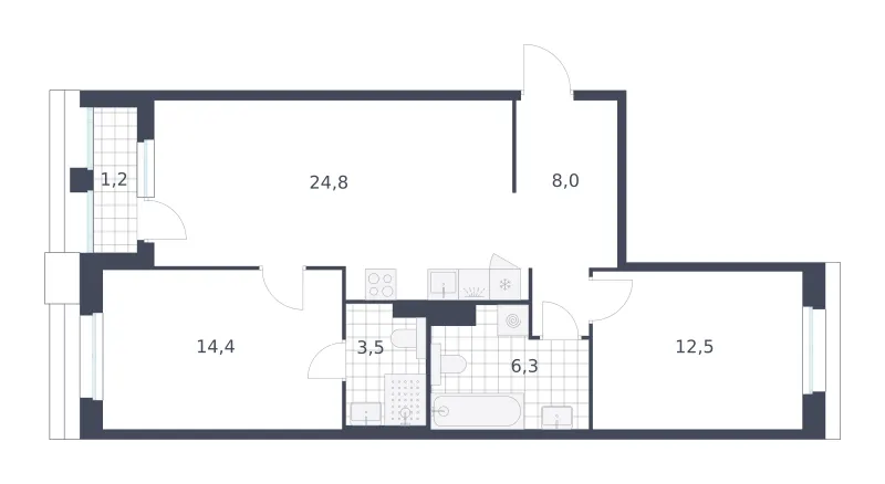 2-комн. 70.7 м²