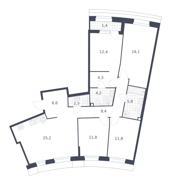4-комн. 114.3 м²