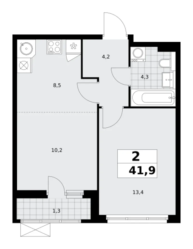 2-комн. 42 м²