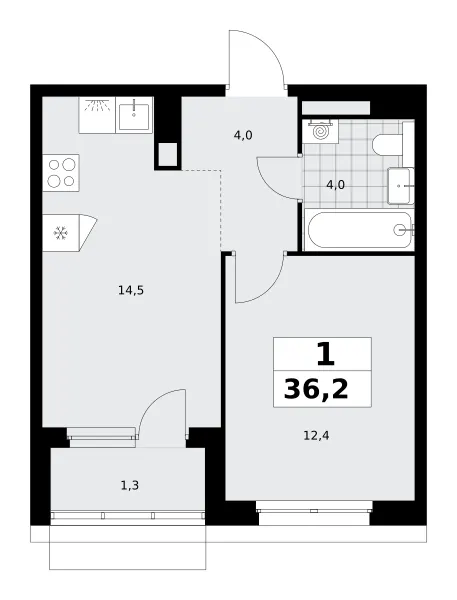 1-комн. 36.2 м²
